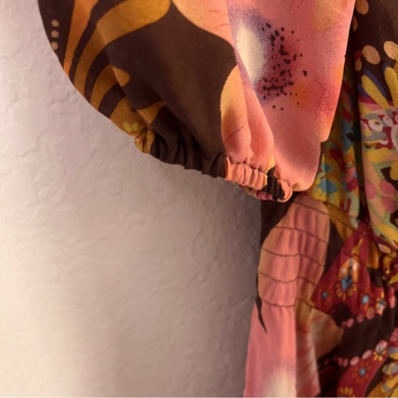 Tibi Silk Dress Floral Long Sleeve Boho Maxi Size 2 - Picture 6 of 7